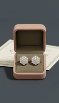18k gold pavé diamond earrings in velvet case