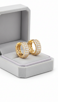 18k gold pavé-set hoop earrings with hidden clasp